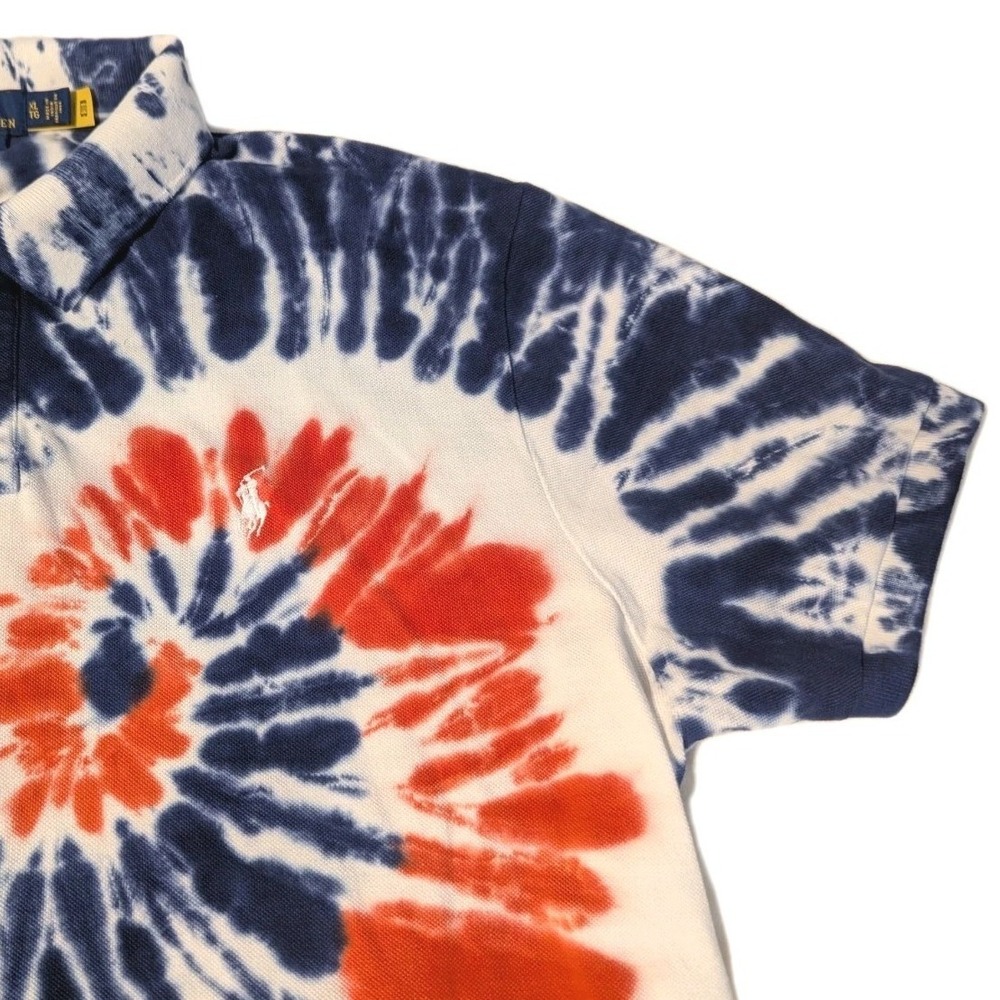 Polo Ralph Lauren Mens Polo Custom Slim Fit Tie-Dye America USA 4th of July XL - Picture 2 of 7